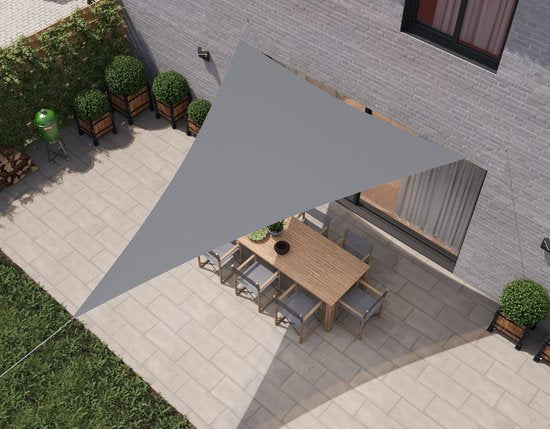 hanSe® Schaduwdoek Driehoek Gelijkbenig Waterafstotend 4x4x5,8 m Lichtgrijs