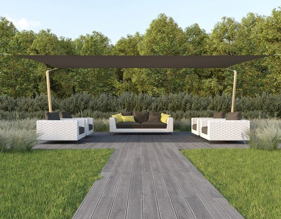 HanSe® Schaduwdoek Rechthoek Waterdoorlatend 5x7 m Zonnedoek