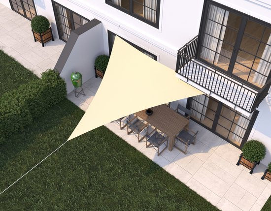 hanSe® Schaduwdoek Driehoek Gelijkbenig Waterdoorlatend 3,5x3,5x4,95 m Creme