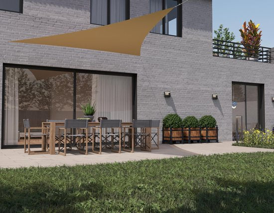 hanSe® Schaduwdoek Driehoek Gelijkbenig Waterdoorlatend 2,5x2,5x3,5 m Zand