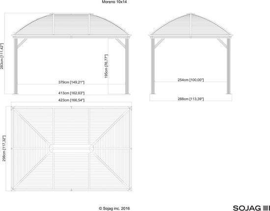 Sojag - SJ04400 - Paviljoen - Pergola - Partytent - 283 x 298 x 423 cm