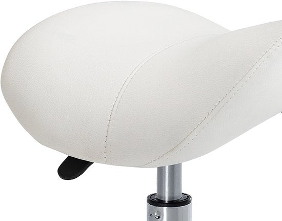 Ergonomische Zadelkruk Kunstleer Amazonekruk in Hoogte Verstelbaar 49-61 cm - Wit