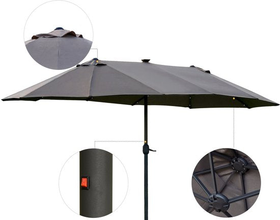 4goodz Duo-parasol 460x270 - brede XL parasol - Donkergrijs