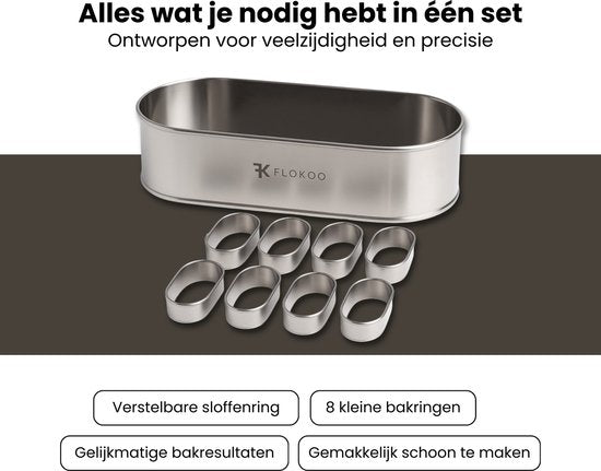 Roestvrijstalen sloffenring - Complete Set - Verstelbaar Bakframe - RVS - 27 - 40 cm – Sloffen – Taarten - Vruchtentaarten - Bakslof Verstelbaar