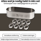 Roestvrijstalen sloffenring - Complete Set - Verstelbaar Bakframe - RVS - 27 - 40 cm – Sloffen – Taarten - Vruchtentaarten - Bakslof Verstelbaar