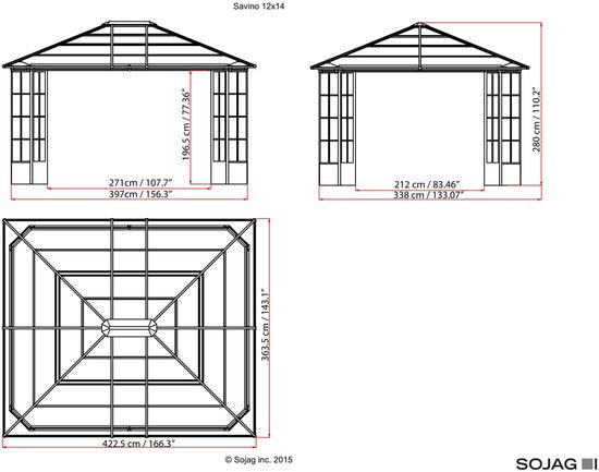 Sojag - SJ16400 - Paviljoen - Pergola - Partytent - 263 x 271 x 334 cm