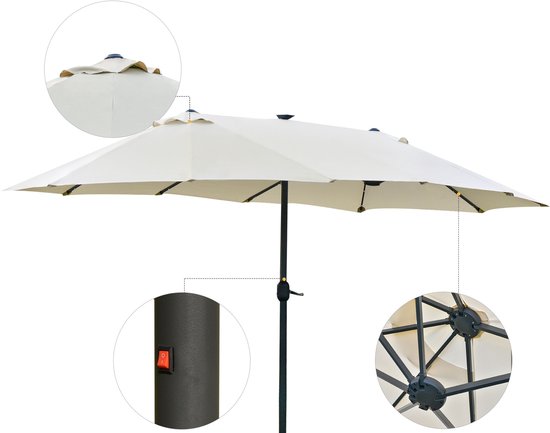 4goodz Duo-parasol 460x270 - brede XL parasol - Donkergrijs