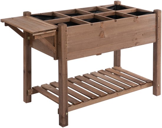4goodz verhoogde plantenbak 54x123x74 cm met 8 vaks-verdeler
