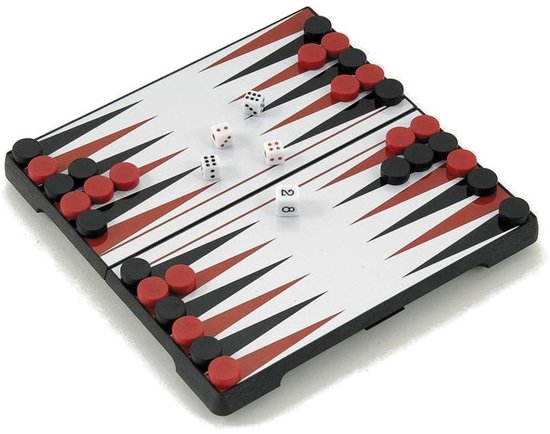 Backgammon cassette magnetisch zwart kunststof 24 cm
