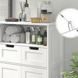 Badkamerkast met 2 Laden, 2 Deuren en open vak 30x60x109 cm - Wit