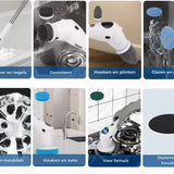 Lodgy® Elektrische Schoonmaakborstel - Schoonmaakborstel - Schrobber met Steel - Schrobmachine - Schrobborstel - Wasborstel met Telescopische Steel - 7 Opzetstukken