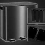 Prullenbak Afvalscheiding 3 x 15L - Geurfilter - Soft-Close - Binnen emmers uitneembaar - Zwart