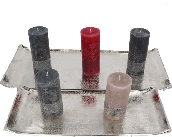 4goodz Zilveren Decoratieve Dienbladen Set – 2 Stuks Aluminium
