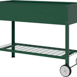 Verhoogd Kweekbed met Wielen Plantenbak Metaal - Groen