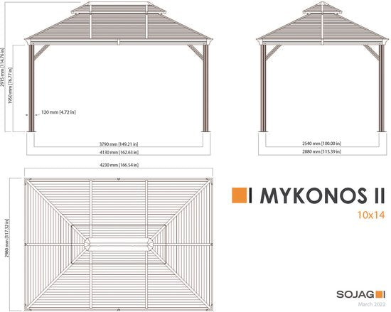 Sojag - SJ04510 - Paviljoen - Pergola - Partytent - 292 x 299 x 425 cm
