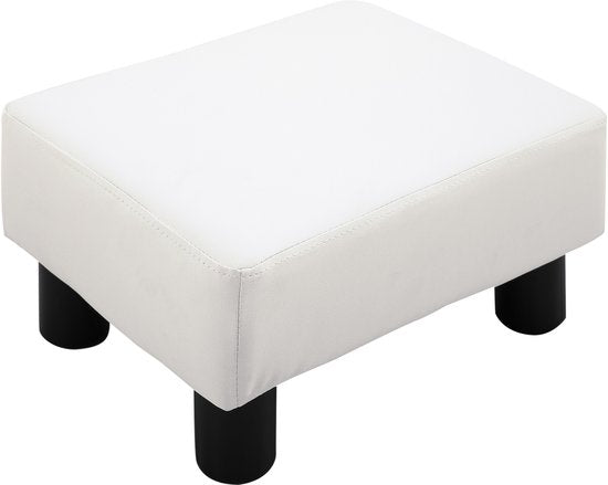 4goodz Hocker Kunstleren Voetenbank Poef 02-0240 - Wit