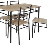 Eettafel-set Loka met 4 stoelen 110x76x70cm - Bruin/Zwart