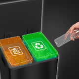 Pedaalemmer met 2x25L compartimenten - Soft-Close deksel - Zwart