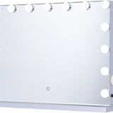 ⁠Jeemsie – Hollywood Spiegel met Verlichting – 3 Lichtstanden, Dimbaar, Touch – Tafel & Wandmontage – 58×48 cm – Wit