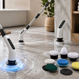 Elektrische Schoonmaakborstel Draadloos – 9-in-1 Power Scrubber met 8 Opzetborstels – Uitschuifbare Steel – Oplaadbare Badkamerreiniger – Voor Badkamer, Tegels, Keuken, Douche & Vloeren