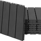 Set van 9 terrastegels kunststof met Houtnerf - klikmechanisme - 0,81 m2 - Zwart