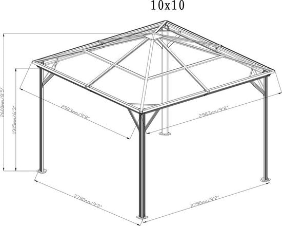 Sojag - SJ02300 - Paviljoen - Pergola - Partytent - 261 x 298 x 298 cm