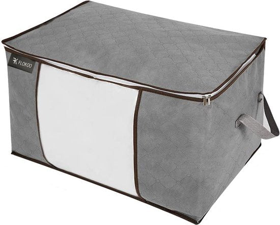 Hoogwaardige Opbergtas voor kleding – Grijs - Organizer voor Dekbed – Opbergzak – Opberger voor Seizoenskleding – Zak om ruimte te besparen – Opslag voor dekbed en kleding – Bescherming voor Kleding – Oplossing voor Winterjassen
