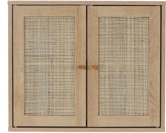 Hangkastje Bali Rattan - Wand Badkamerkast Hangend met Rattan - Bruin