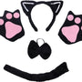 Joya Kids® Kat Zwart Verkleed Accessoires | Verkleedset Katten | Meisjes en Jongens Verkleedpak Kitten | Carnaval en Halloween Outfit kinderen | Haarband met Oren, Staart, Pootjes en Strik | Zwart