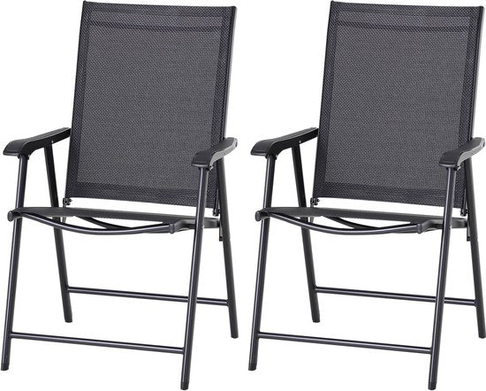Set van 2 Campingstoelen - Klapstoel met armleuningen visstoel - zwart