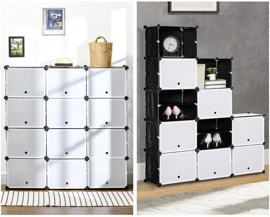 4goodz Schoenenkast Opbergbox met 12 Kubussen - Schoenenrek 850-169WT