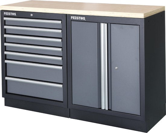 Feistos Gereedschapskast Apollo 5 | 46x136x200 cm - Grijs/zwart