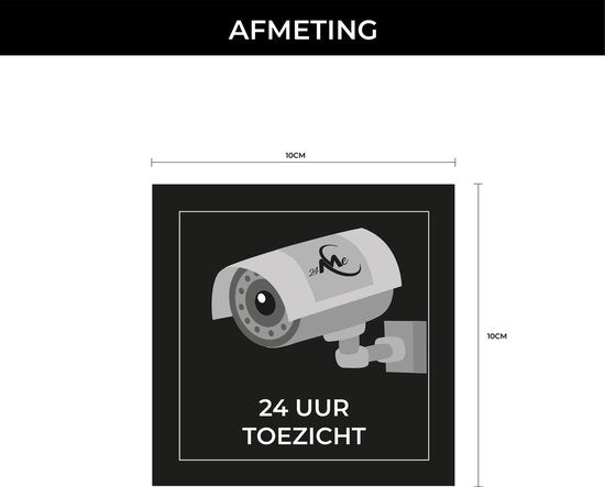 24ME® - Set van 4 Camerabewaking Stickers – 10cm x 10cm - Beveiligingsstickers voor Binnen en buiten - Weerbestendig en Zelfklevend