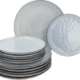 Aardewerk Serviesset Flower Beige 6 persoons 12-delig - Grijs