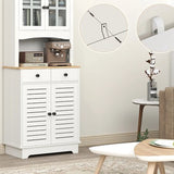 Klassieke Buffetkast Hoog met 2 matglas deuren 39x68x170 cm - Wit