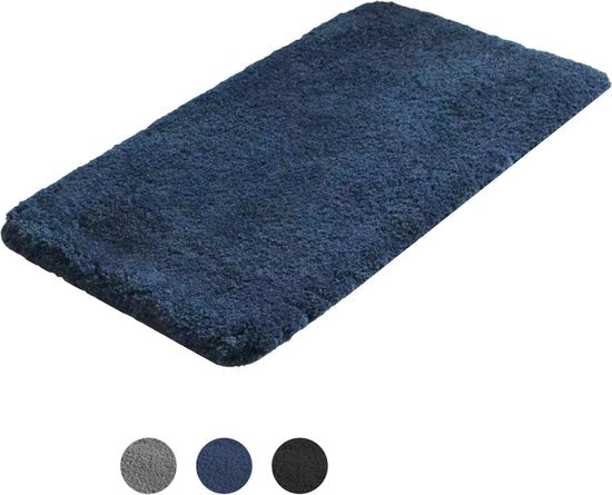 AKSA Home® Badmat 70x140 cm - Grote douchemat antislip - Badmat antislip - Badkamermat - Vloerkleed - Donkerblauw