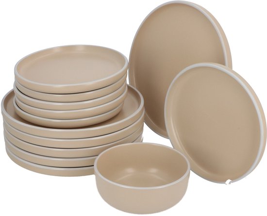 6 persoons Servies 18 delig Nordic style Keramiek - beige/wit