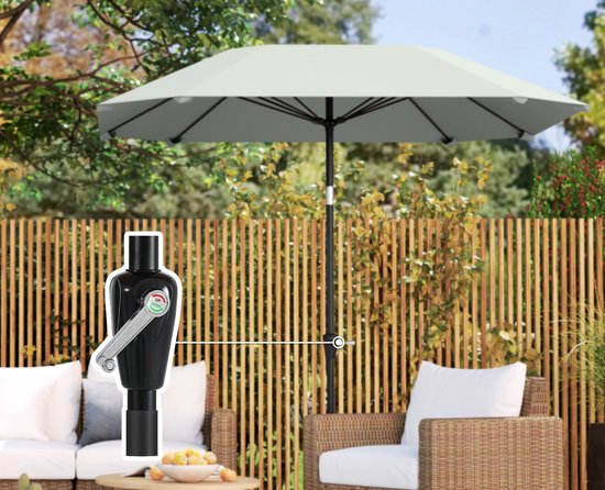 Parasol 233cm Vierkant Kantelbaar - Aluminium buis, Glasvezel