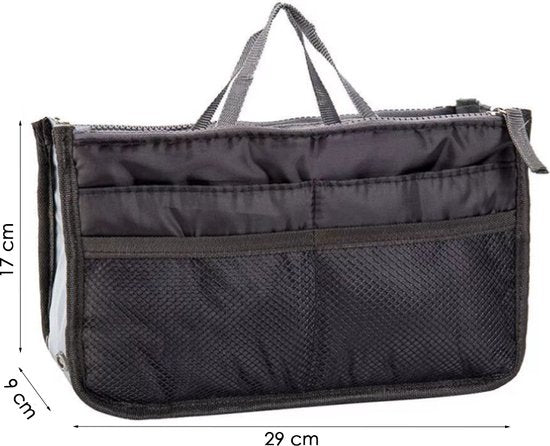 Handtas organizer - Bag in Bag - 11 ruime vakken - Zwart - 29 x 9 x 17 cm - Tasorganizer