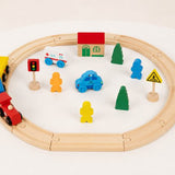 DMG Supply Houten Treinset - Treinbaan met Rails - 33-delig - Trein en Auto Accessoires - Verkeersborden - Vanaf 3 Jaar