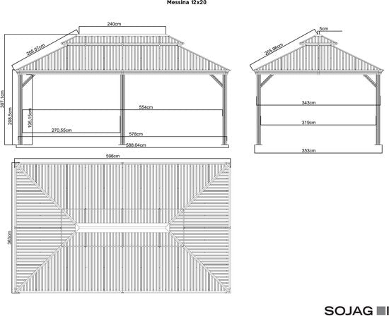 Sojag - SJ09100 - Paviljoen - Pergola - Partytent - 307 x 363 x 598 cm