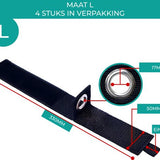 24ME® 4x Heavy Duty Storage Strap - Maat L - Kabelbinders met Ring - Sterk Klittenband - Organizers - Slijtvast