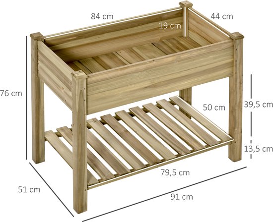 Plantenbak verhoogd - geïmpregneerd Hout - 51x91x75 cm