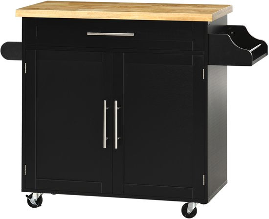 Keukenwagen - Keukentrolley met Deurtjes, Werkblad, lade en Rek