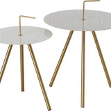 Boltze® Tobo Bijzettafel set van 2 stuks met Metaal Poten - Goud