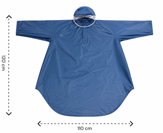 Regenponcho Volwassenen – Fietsponcho Waterdicht – Regenjas met Capuchon en Transparant Vizier – Herbruikbaar – Festival, Camping en Wandelen – Blauw