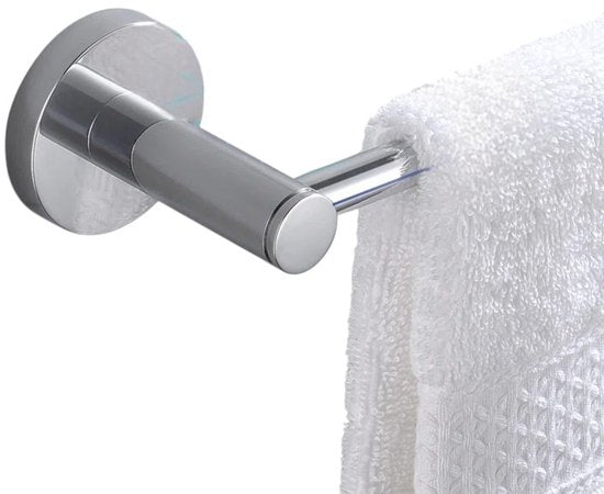 Badkamer Accessoire Set - Chroom – 4-delig – Handdoekstang, WC Rolhouder, Handdoekring & Haak – RVS – Wandbevestiging – Modern Design