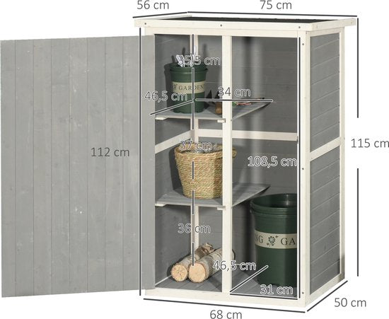 Gelakt Houten Tuinkast Berging 182cm - Grijs