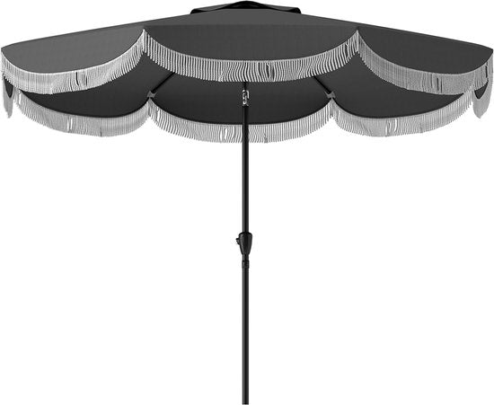 Kantelbare Parasol met Volant 269 cm doorsnede - Donkergrijs