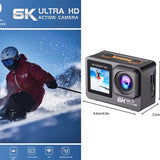 NovaWare Action Camera 6k - 50MP - Vlog Camera - Onderwater Camera - Actie Camera - Waterdicht tot 30M - Ultra 4K met 60FPS - Beeldstabilisatie EIS - IMX sensor